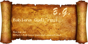 Bablena Györgyi névjegykártya